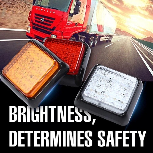 Trailer Truck Square Red.Yellow.White LED Stop Turn Brake Tail Light Mount Universal